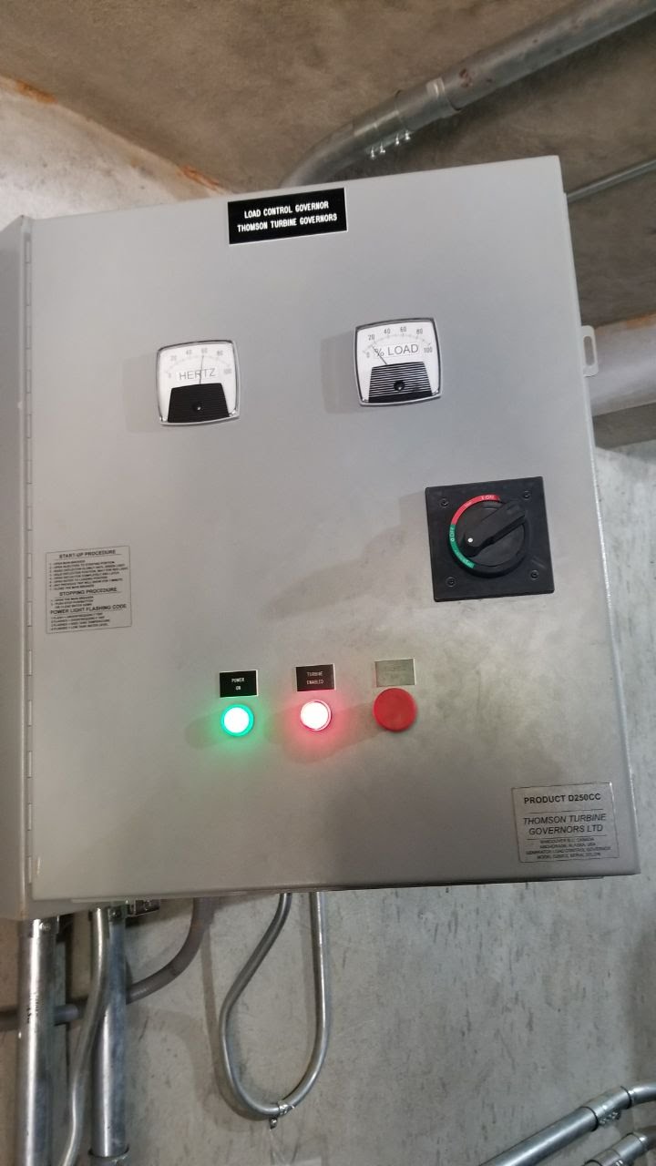 Turgo hydro turbine control panel, Dominican Republic