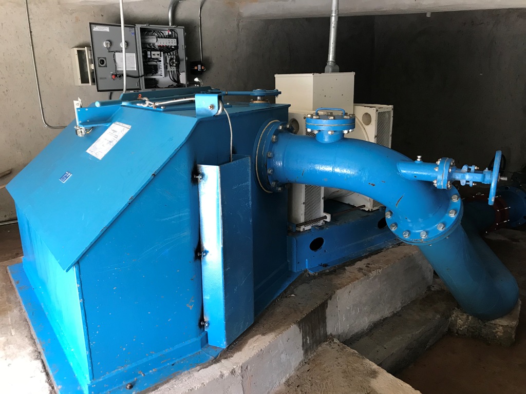 Turgo hydro turbine intake, Dominican Republic